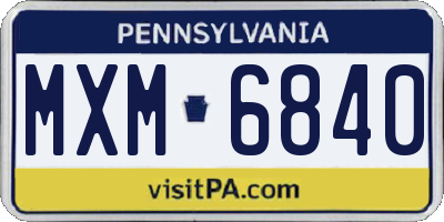 PA license plate MXM6840