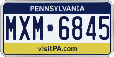 PA license plate MXM6845