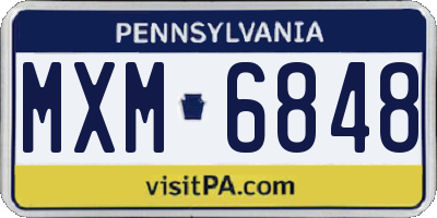 PA license plate MXM6848