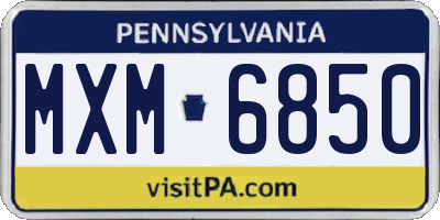 PA license plate MXM6850