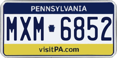 PA license plate MXM6852