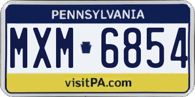 PA license plate MXM6854