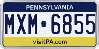 PA license plate MXM6855