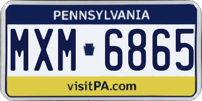 PA license plate MXM6865