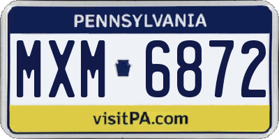 PA license plate MXM6872