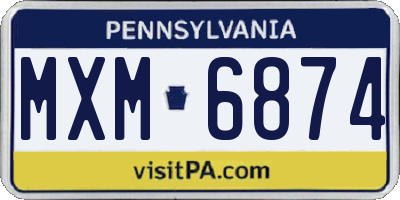 PA license plate MXM6874