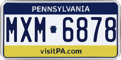 PA license plate MXM6878