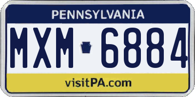 PA license plate MXM6884