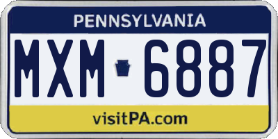 PA license plate MXM6887
