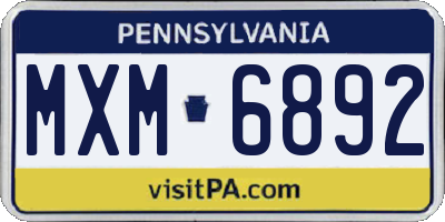 PA license plate MXM6892