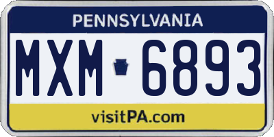 PA license plate MXM6893