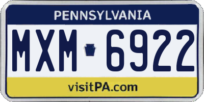 PA license plate MXM6922