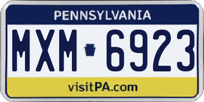 PA license plate MXM6923