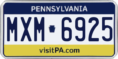 PA license plate MXM6925