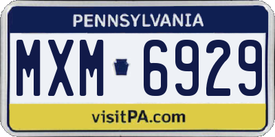 PA license plate MXM6929