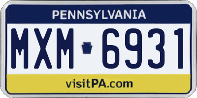 PA license plate MXM6931