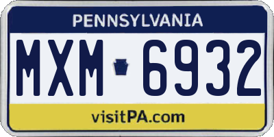 PA license plate MXM6932