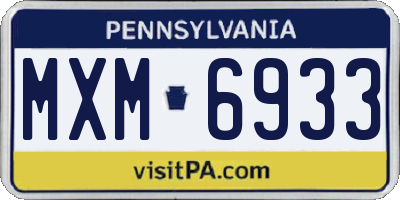 PA license plate MXM6933