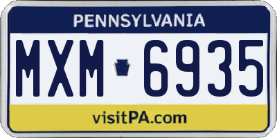 PA license plate MXM6935
