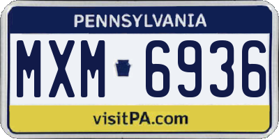 PA license plate MXM6936