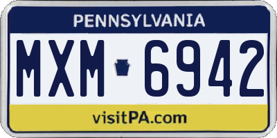 PA license plate MXM6942