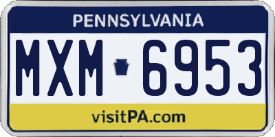 PA license plate MXM6953