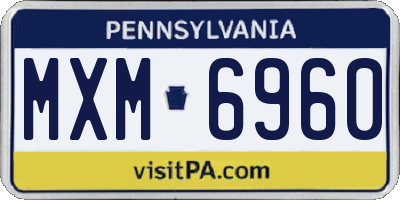 PA license plate MXM6960