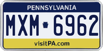 PA license plate MXM6962