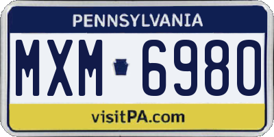 PA license plate MXM6980