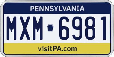 PA license plate MXM6981