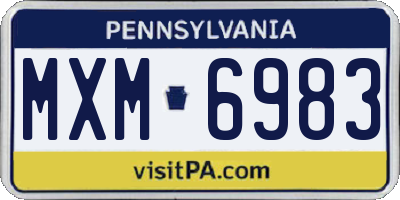 PA license plate MXM6983