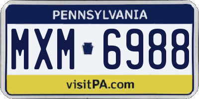 PA license plate MXM6988