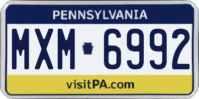 PA license plate MXM6992
