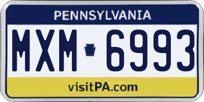 PA license plate MXM6993