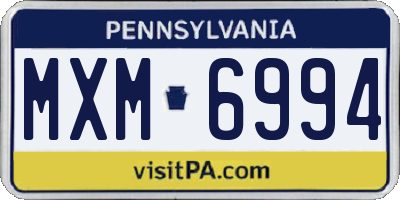 PA license plate MXM6994
