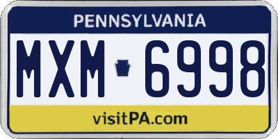 PA license plate MXM6998