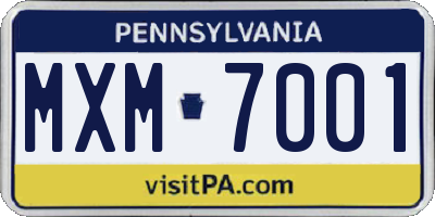 PA license plate MXM7001
