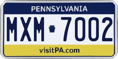 PA license plate MXM7002