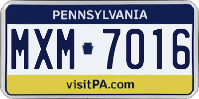 PA license plate MXM7016