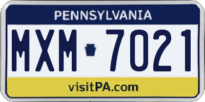 PA license plate MXM7021