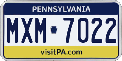 PA license plate MXM7022