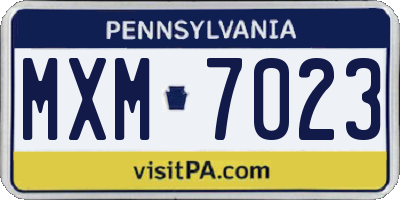 PA license plate MXM7023