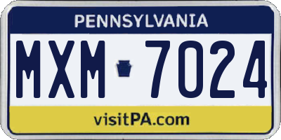 PA license plate MXM7024