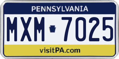 PA license plate MXM7025