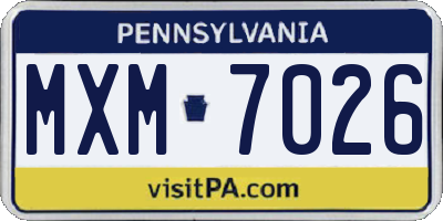 PA license plate MXM7026
