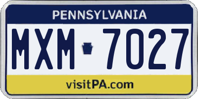 PA license plate MXM7027