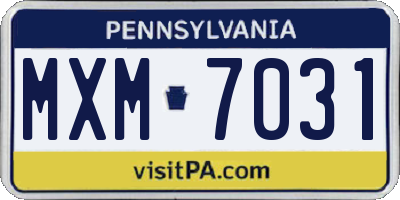 PA license plate MXM7031