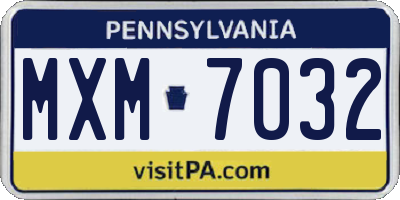 PA license plate MXM7032