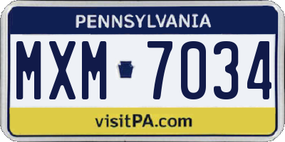 PA license plate MXM7034