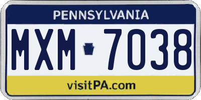 PA license plate MXM7038